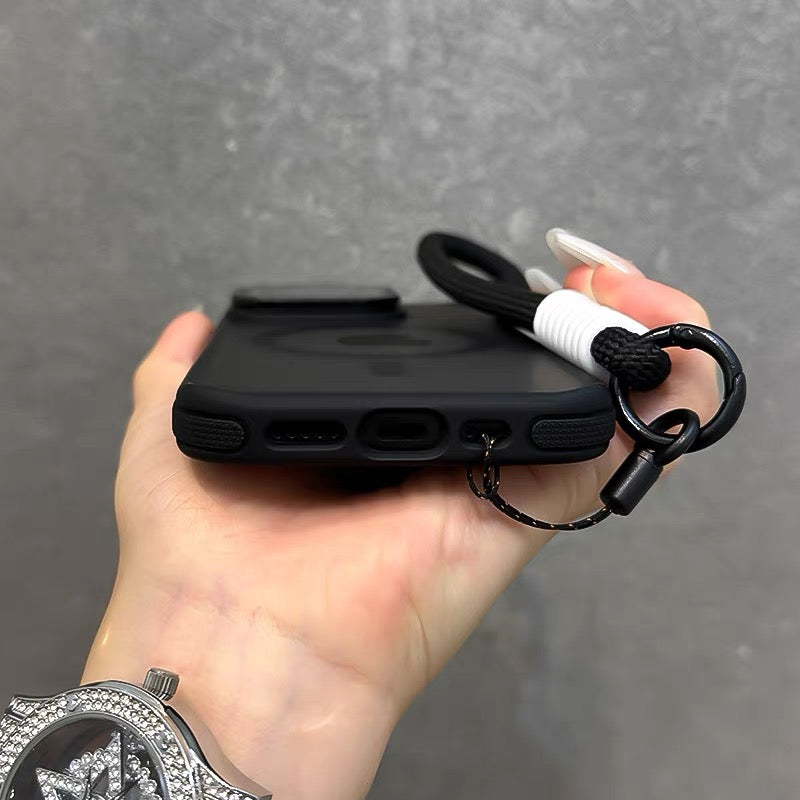 ストラップ付き マットクリアiPhoneケース カメラ保護 隠しスタンド magsafeケース GUESTCASE