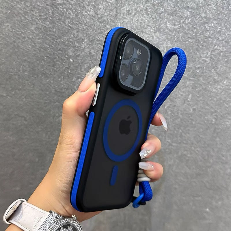 ストラップ付き マットクリアiPhoneケース カメラ保護 隠しスタンド magsafeケース GUESTCASE