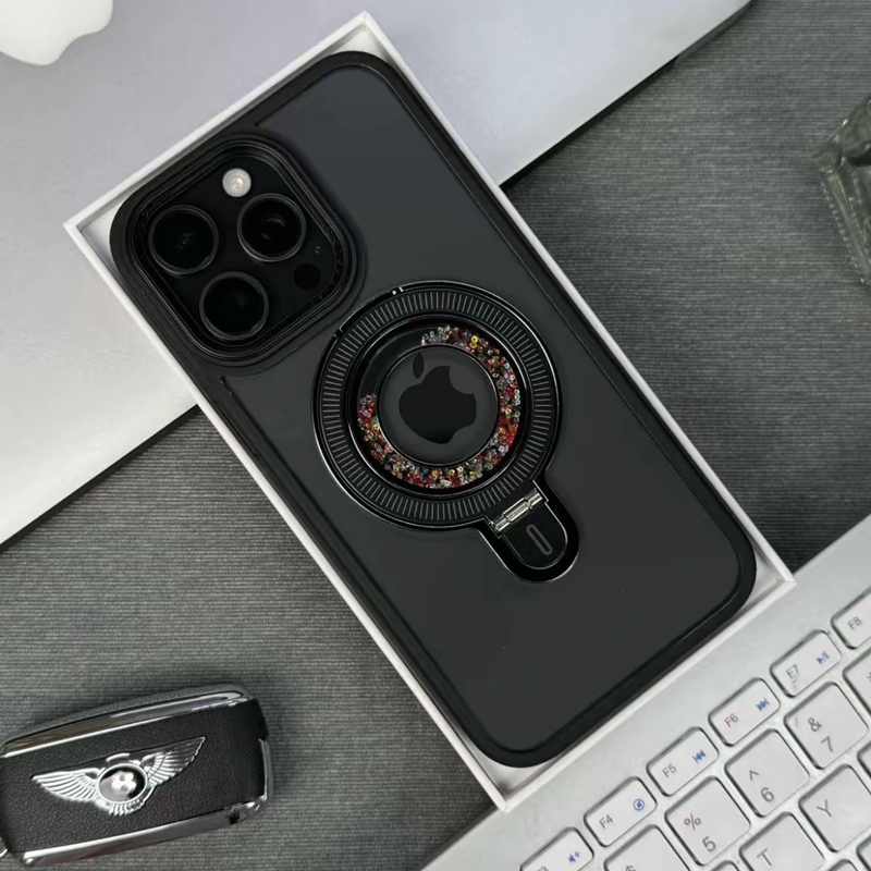 隠しスタンド magsafe対応 iphone17pro/16pro ケース クリア スマホケース キラキラ 動く GUESTCASE
