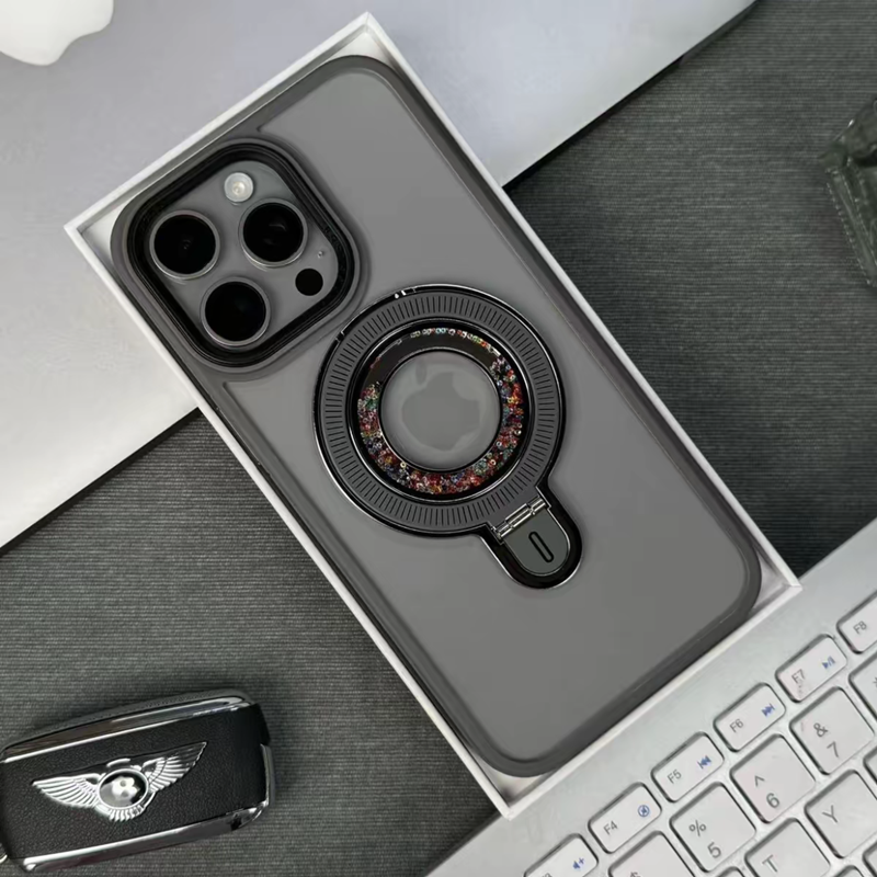隠しスタンド magsafe対応 iphone17pro/16pro ケース クリア スマホケース キラキラ 動く GUESTCASE