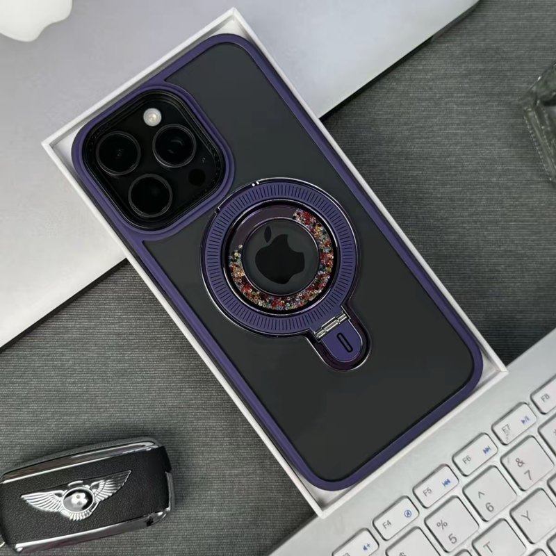 隠しスタンド magsafe対応 iphone17pro/16pro ケース クリア スマホケース キラキラ 動く GUESTCASE