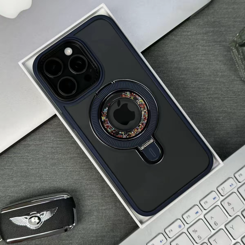 隠しスタンド magsafe対応 iphone17pro/16pro ケース クリア スマホケース キラキラ 動く GUESTCASE