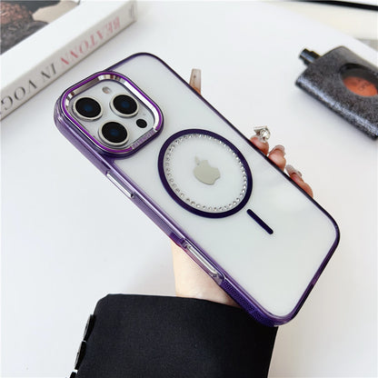 magsafeケース クリア iphone16pro/15/14 ケース ストーンデコ ハードケース GETCASE