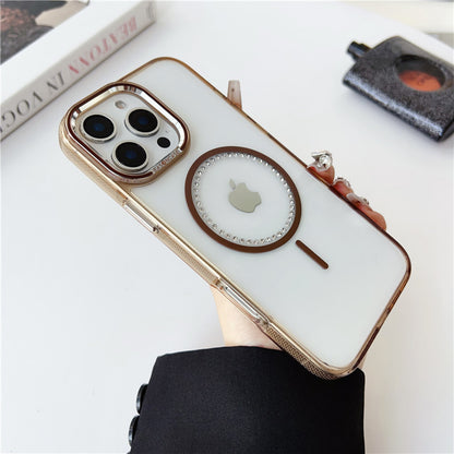 magsafeケース クリア iphone16pro/15/14 ケース ストーンデコ ハードケース GETCASE