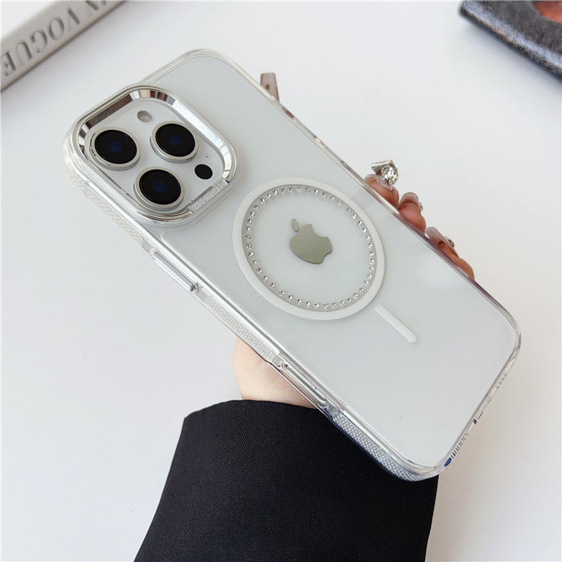 magsafeケース クリア iphone16pro/15/14 ケース ストーンデコ ハードケース GETCASE