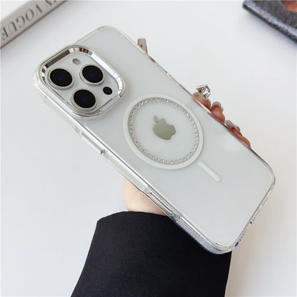 magsafeケース クリア iphone16pro/15/14 ケース ストーンデコ ハードケース GETCASE