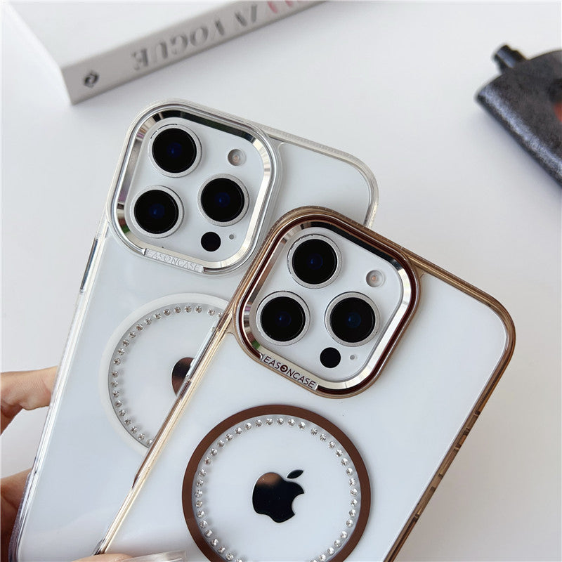 magsafeケース クリア iphone16pro/15/14 ケース ストーンデコ ハードケース GETCASE