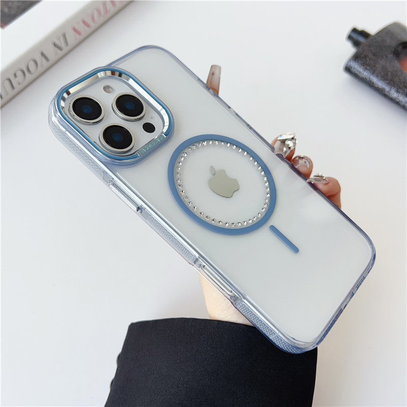 magsafeケース クリア iphone16pro/15/14 ケース ストーンデコ ハードケース GETCASE