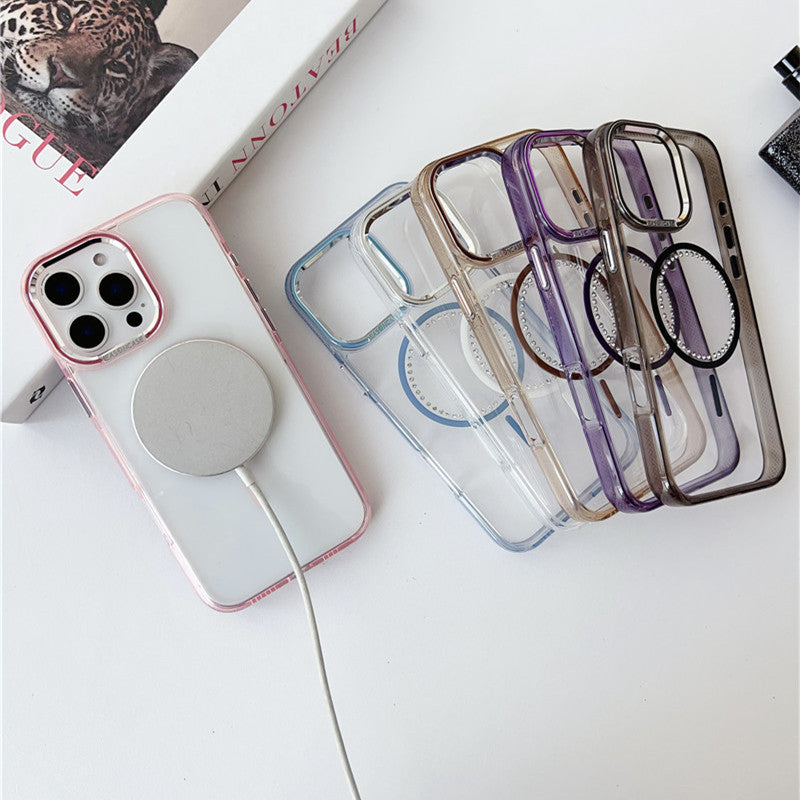 magsafeケース クリア iphone16pro/15/14 ケース ストーンデコ ハードケース GETCASE