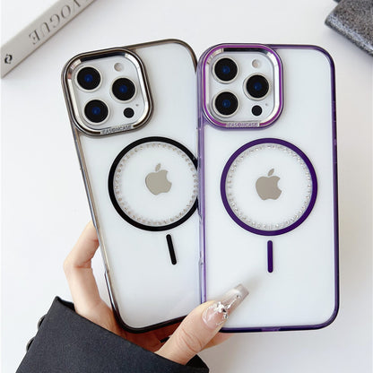 magsafeケース クリア iphone16pro/15/14 ケース ストーンデコ ハードケース GETCASE