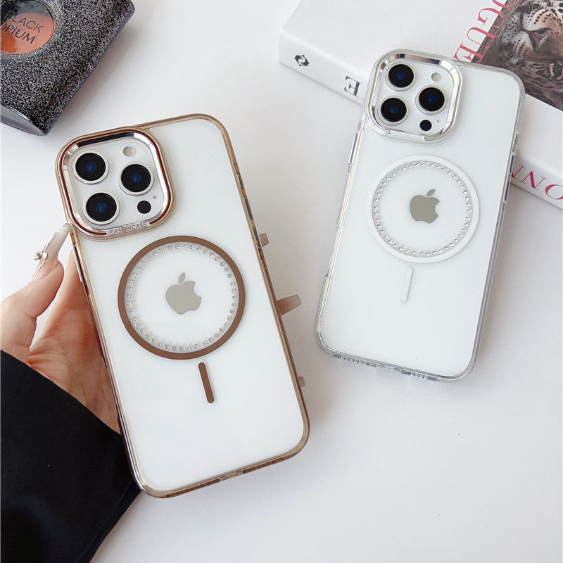 magsafeケース クリア iphone16pro/15/14 ケース ストーンデコ ハードケース GETCASE
