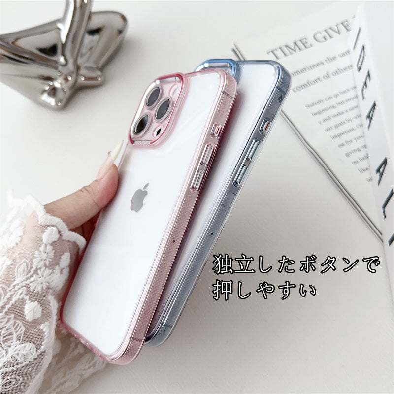 フチありiPhoneクリアケース カメラ保護 黄ばみにくいpciPhone透明ケース かわいい 記念切符やステッカー挟むだけ 我的商店