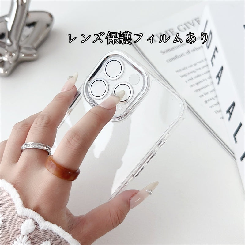 フチありiPhoneクリアケース カメラ保護 黄ばみにくいpciPhone透明ケース かわいい 記念切符やステッカー挟むだけ 我的商店
