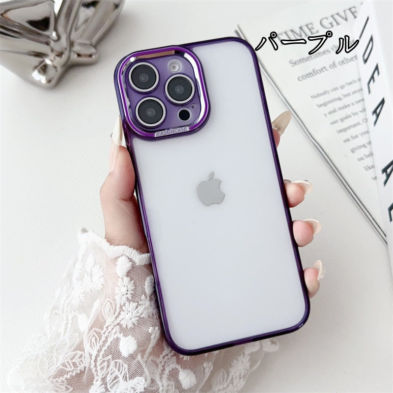 フチありiPhoneクリアケース カメラ保護 黄ばみにくいpciPhone透明ケース かわいい 記念切符やステッカー挟むだけ 我的商店