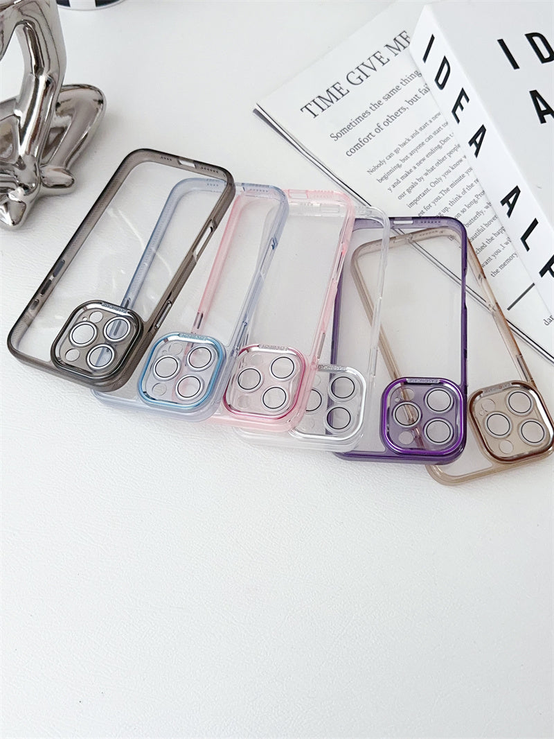 フチありiPhoneクリアケース カメラ保護 黄ばみにくいpciPhone透明ケース かわいい 記念切符やステッカー挟むだけ 我的商店
