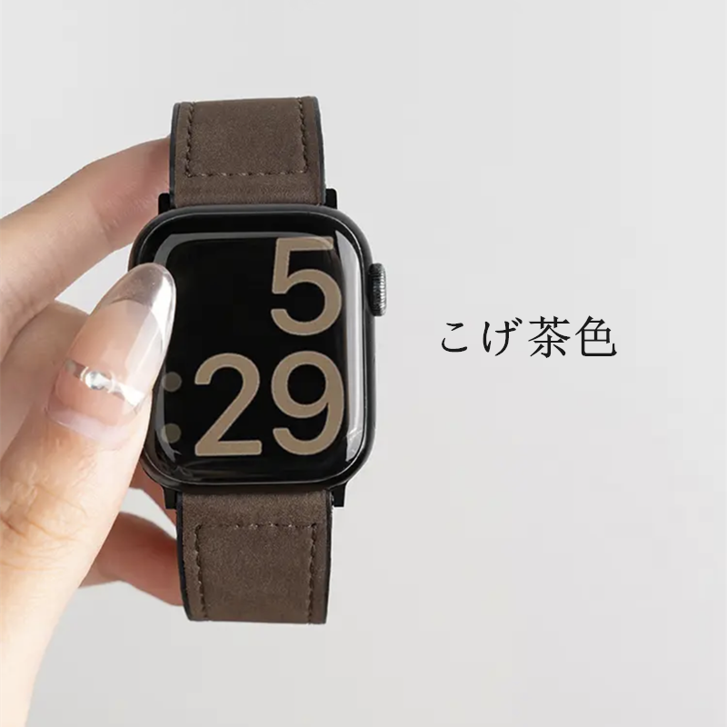 アップル ウォッチ バンド マグネット メンズ apple watchレザーベルト 高級 おしゃれ guestcase こげ茶色 38/40/41/42(Series10/11)mm