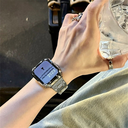 アップルウォッチバンド おしゃれ 男女兼用 ステンレスバンド 人気「apple watchカバー付き」 GETCASE