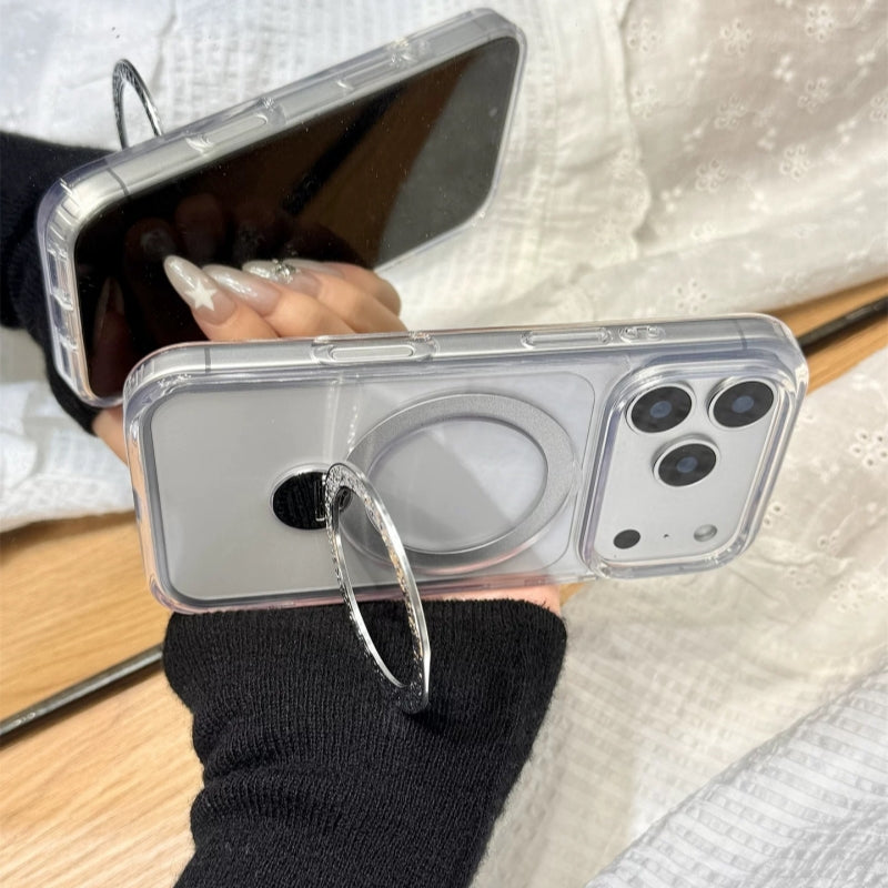 iphone17/17promax クリアケース キラキラスタンド付き magsafeケース おしゃれ GETCASE