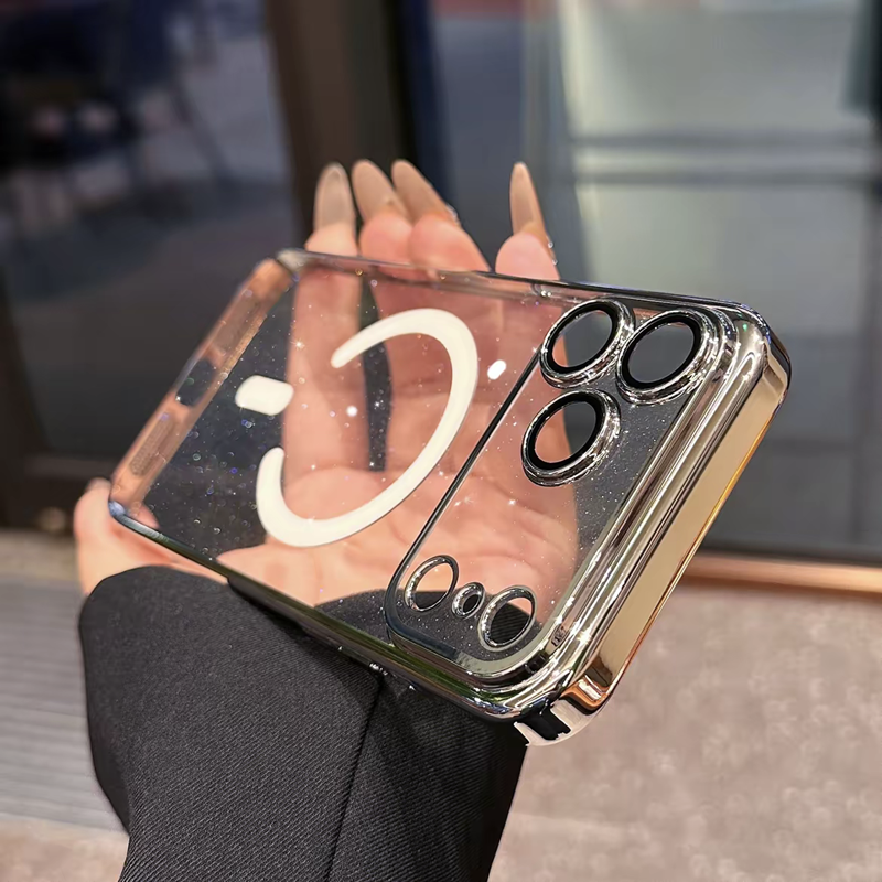 キラキラ iphone17pro/17promax クリアケース magsafe対応ケース カメラ保護 GUESTCASE