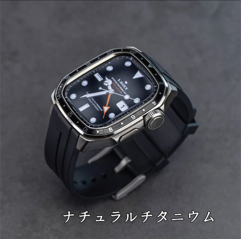 アップルウォッチ バンド ケース 一体型 メンズ apple watchバンド かっこいい シリーズ11 44mm/46mm GUESTCASE ナチュラルチタニウム 44mm(S4/5/6/SE適用)