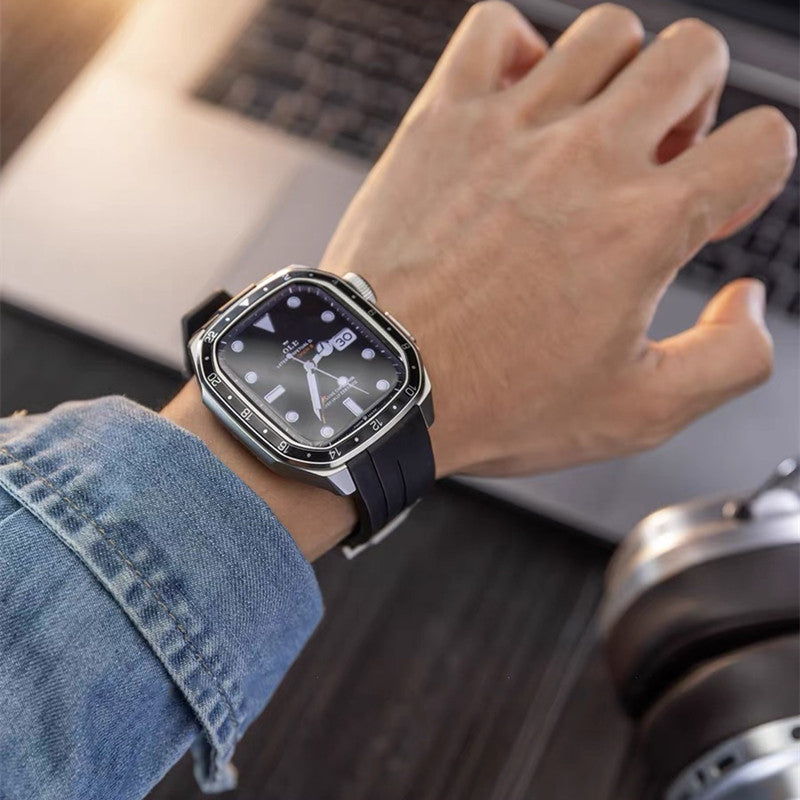 アップルウォッチ バンド ケース 一体型 メンズ apple watchバンド かっこいい シリーズ11 44mm/46mm GUESTCASE