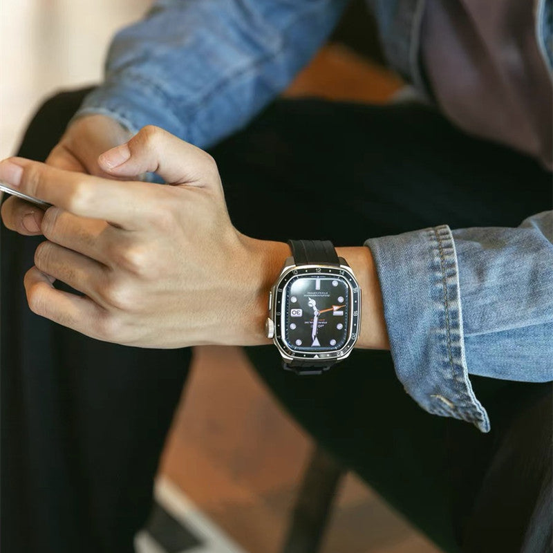 アップルウォッチ バンド ケース 一体型 メンズ apple watchバンド かっこいい シリーズ11 44mm/46mm GUESTCASE