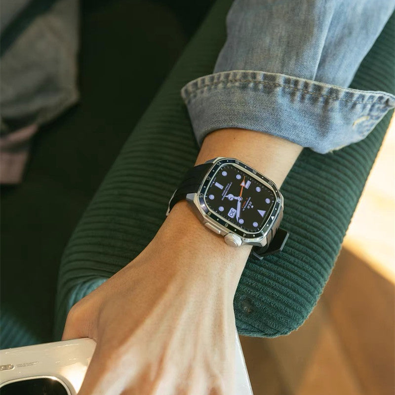 アップルウォッチ バンド ケース 一体型 メンズ apple watchバンド かっこいい シリーズ11 44mm/46mm GUESTCASE