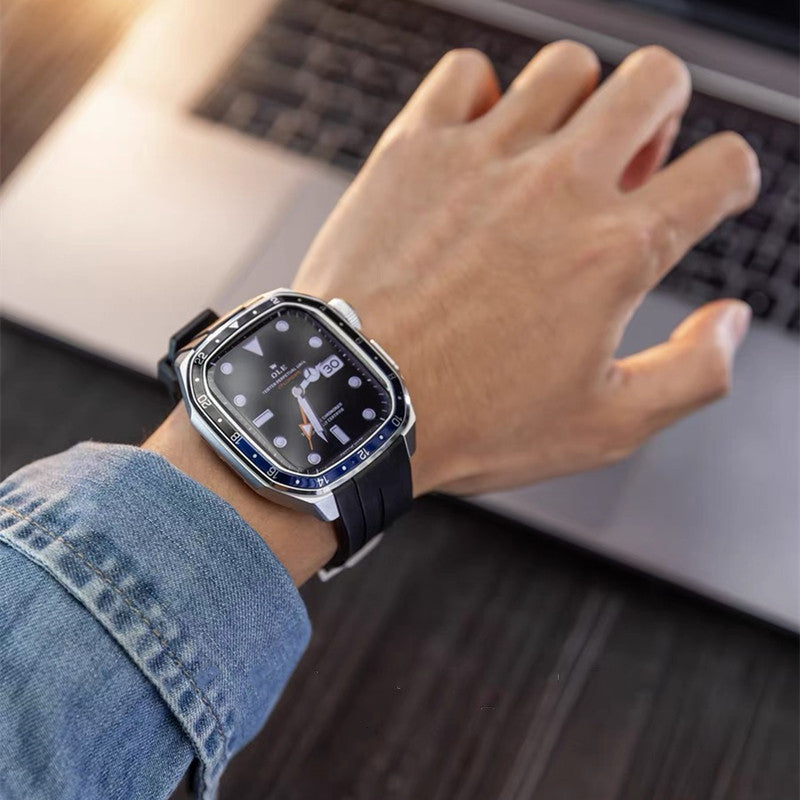 アップルウォッチ バンド ケース 一体型 メンズ apple watchバンド かっこいい シリーズ11 44mm/46mm GUESTCASE