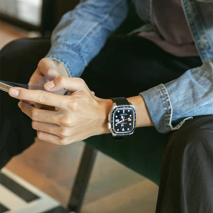 アップルウォッチ バンド ケース 一体型 メンズ apple watchバンド かっこいい シリーズ11 44mm/46mm GUESTCASE