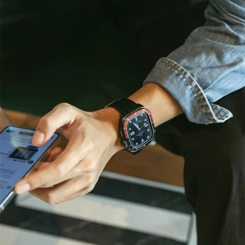 アップルウォッチ バンド ケース 一体型 メンズ apple watchバンド かっこいい シリーズ11 44mm/46mm GUESTCASE