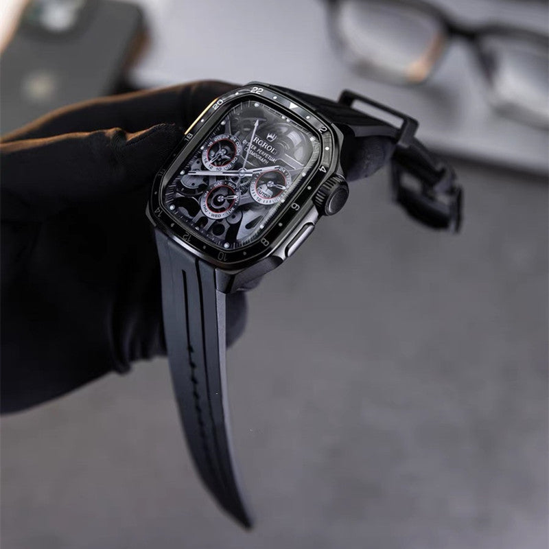 アップルウォッチ バンド ケース 一体型 メンズ apple watchバンド かっこいい シリーズ11 44mm/46mm