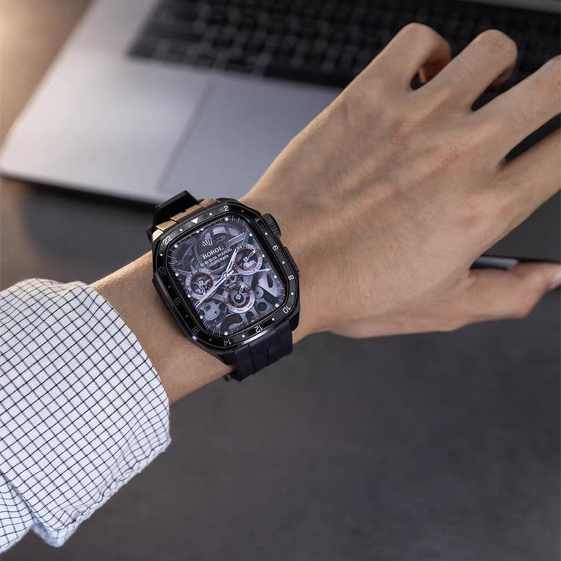 アップルウォッチ バンド ケース 一体型 メンズ apple watchバンド かっこいい シリーズ11 44mm/46mm