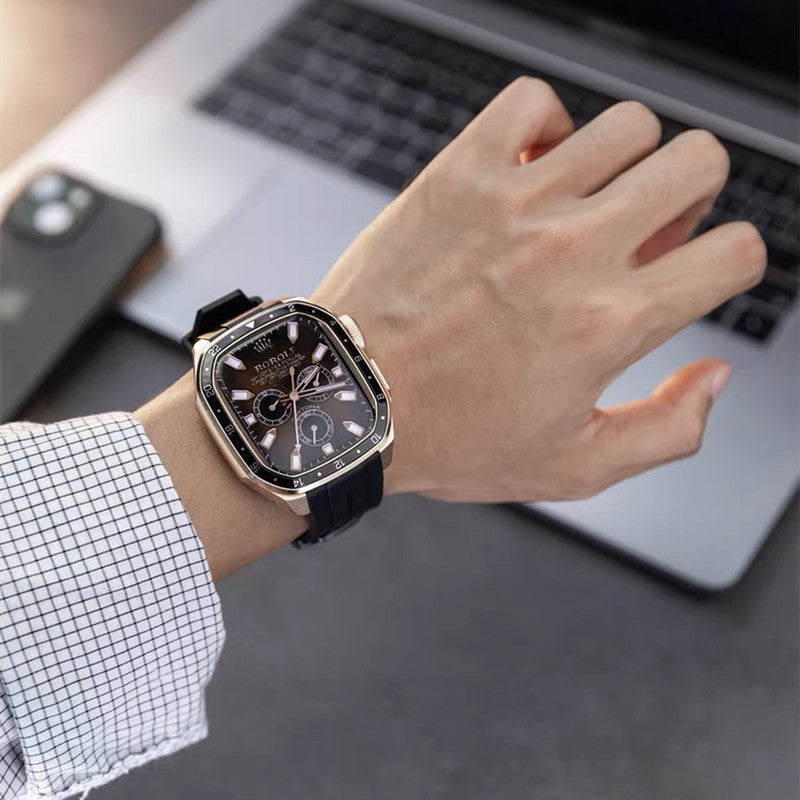 アップルウォッチ バンド ケース 一体型 メンズ apple watchバンド かっこいい シリーズ11 44mm/46mm