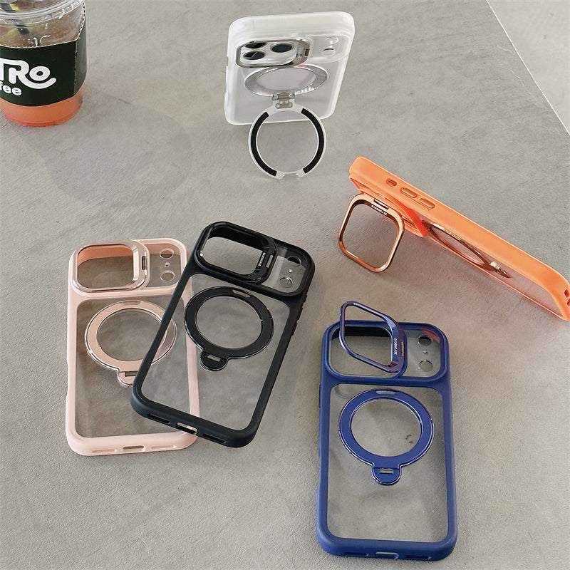 iphone17/17pro ケース スタンド 付き iphone16pro/15 クリアケース magsafe対応 GETCASE