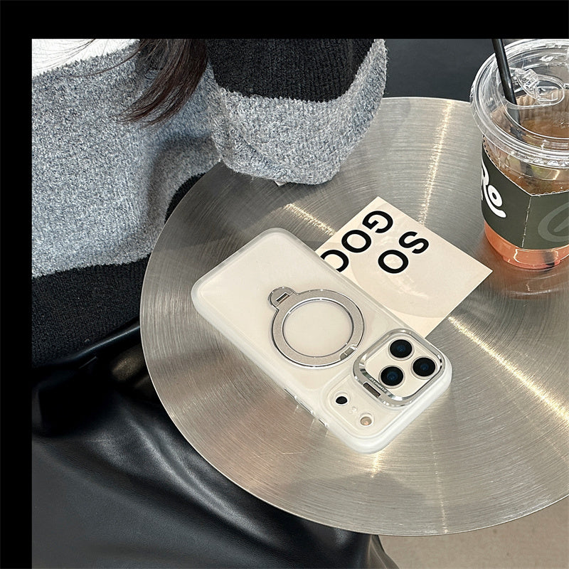 iphone17/17pro ケース スタンド 付き iphone16pro/15 クリアケース magsafe対応 GETCASE