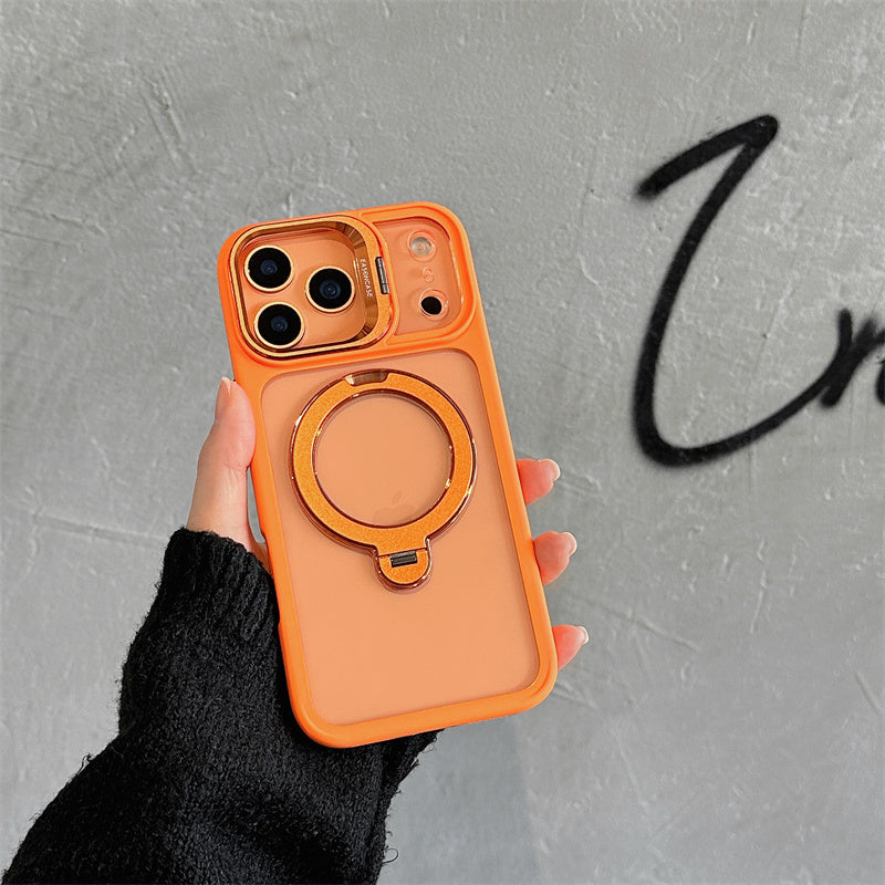 iphone17/17pro ケース スタンド 付き iphone16pro/15 クリアケース magsafe対応 GETCASE オレンジ iPhone17
