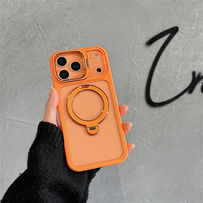 iphone17/17pro ケース スタンド 付き iphone16pro/15 クリアケース magsafe対応 GETCASE オレンジ iPhone17