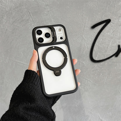 iphone17/17pro ケース スタンド 付き iphone16pro/15 クリアケース magsafe対応 GETCASE ブラック iPhone17