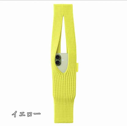iPhoneポケット スマホバッグ ニット編み込み アクセサリー スマホポーチ 2サイズ展開 guestcase イエロー 40mm
