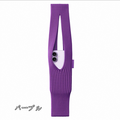 iPhoneポケット スマホバッグ ニット編み込み アクセサリー スマホポーチ 2サイズ展開 guestcase パープル 40mm