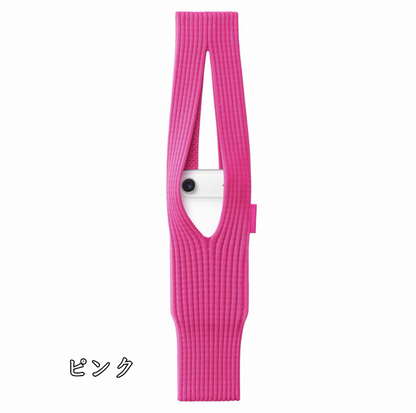 iPhoneポケット スマホバッグ ニット編み込み アクセサリー スマホポーチ 2サイズ展開 guestcase ピンク 40mm