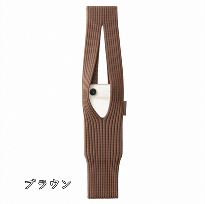 iPhoneポケット スマホバッグ ニット編み込み アクセサリー スマホポーチ 2サイズ展開 guestcase ブラウン 40mm