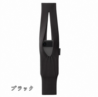 iPhoneポケット スマホバッグ ニット編み込み アクセサリー スマホポーチ 2サイズ展開 guestcase ブラック 40mm