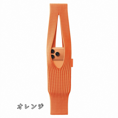 iPhoneポケット スマホバッグ ニット編み込み アクセサリー スマホポーチ 2サイズ展開 guestcase オレンジ 40mm