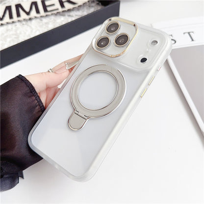 隠れスタンドiPhone17/17pro クリアケース カメラ保護 かわいい黄ばみにくいアイフォン透明カバー GETCASE ホワイト iPhone17