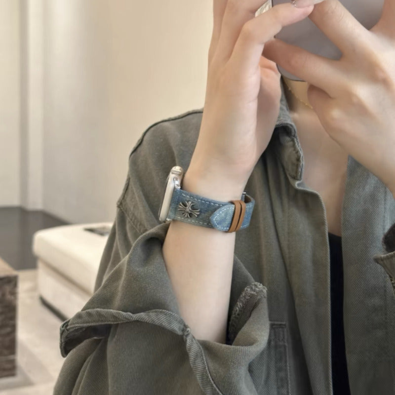 デニム アップルウォッチバンド おしゃれ 男女兼用 apple watchバンド かっこいい GUESTCASE