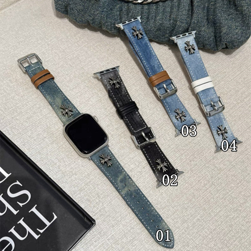 デニム アップルウォッチバンド おしゃれ 男女兼用 apple watchバンド かっこいい GUESTCASE