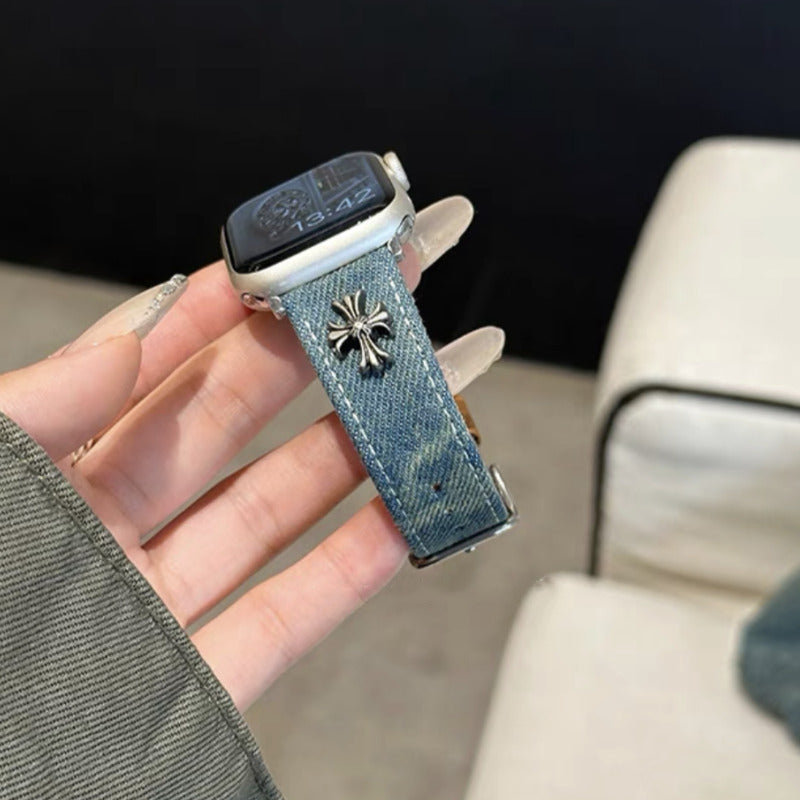デニム アップルウォッチバンド おしゃれ 男女兼用 apple watchバンド かっこいい GUESTCASE
