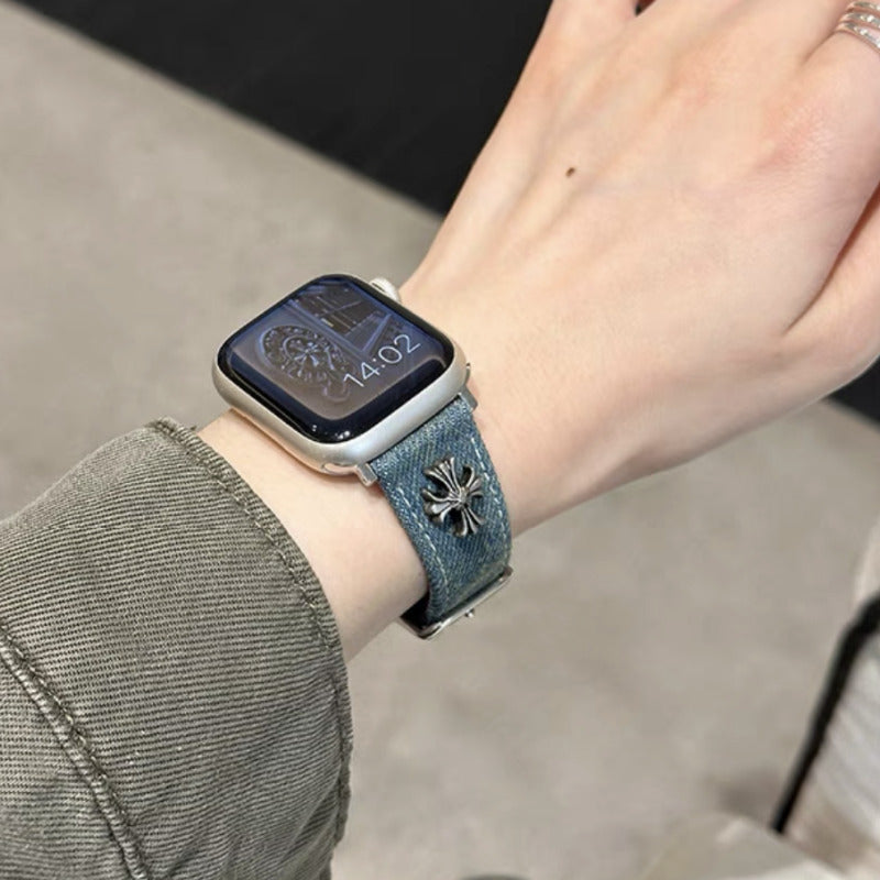 デニム アップルウォッチバンド おしゃれ 男女兼用 apple watchバンド かっこいい GUESTCASE