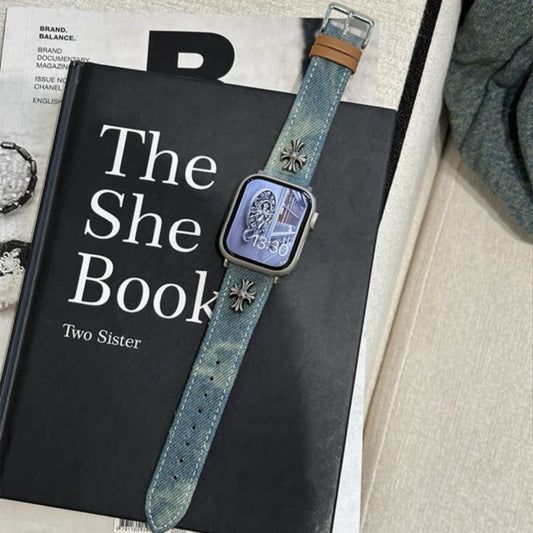 デニム アップルウォッチバンド おしゃれ 男女兼用 apple watchバンド かっこいい GUESTCASE